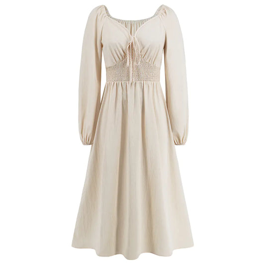 Elegant V-neck Slim-fit Long Sleeve Dress for Women