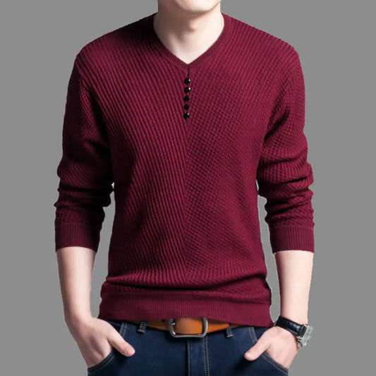 Men's Casual V-Neck Knit Sweater Top (Pullover)