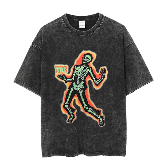 Retro Skull Graphic Cotton T-Shirt for Men