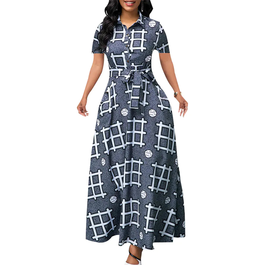 Women's Large Swing Dress with Print Design