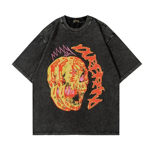 Retro Skull Graphic Cotton T-Shirt for Men