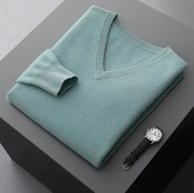Men's V-neck Loose Business Oversized Knit Sweater