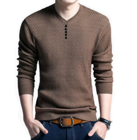 Men's Casual V-Neck Knit Sweater Top (Pullover)