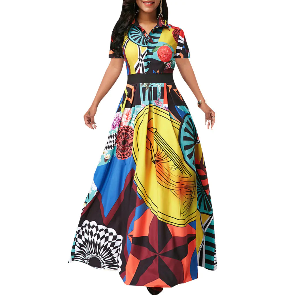 Women's Large Swing Dress with Print Design