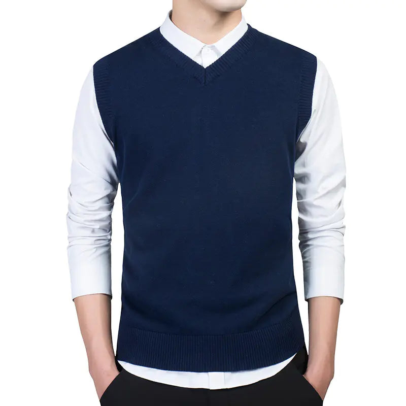 Men's Sleeveless V-Neck Knit Sweater Vest