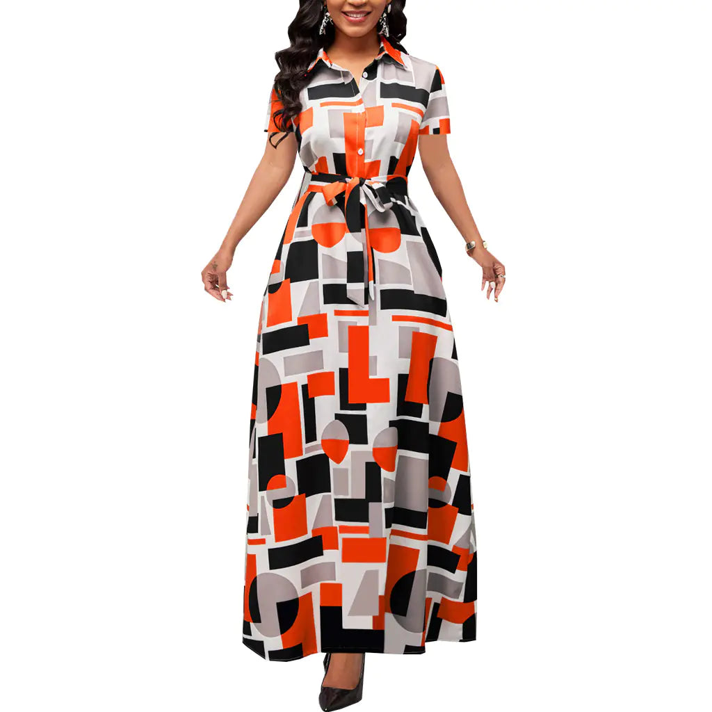 Women's Large Swing Dress with Print Design
