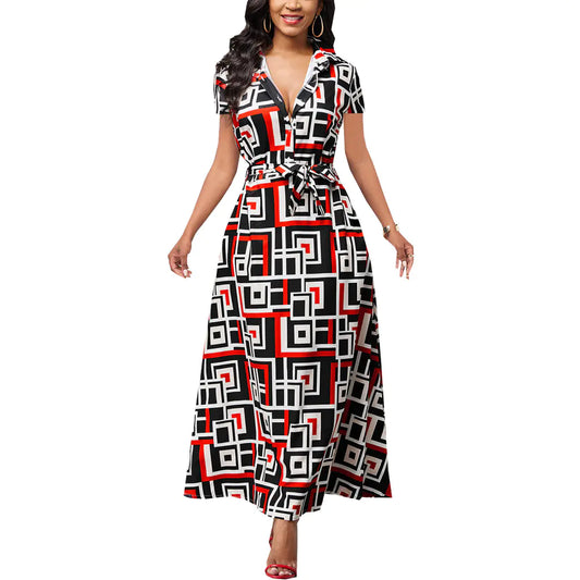 Women's Large Swing Dress with Print Design