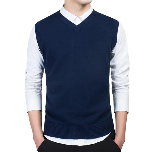 Men's Sleeveless V-Neck Knit Sweater Vest