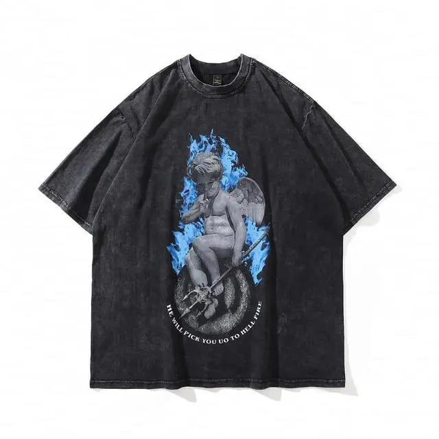 Retro Skull Graphic Cotton T-Shirt for Men
