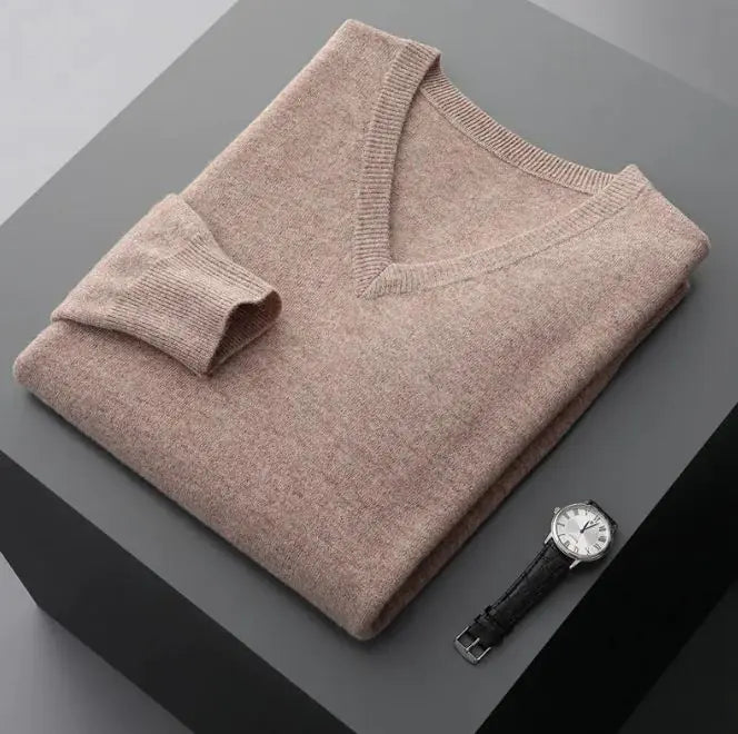 Men's V-neck Loose Business Oversized Knit Sweater