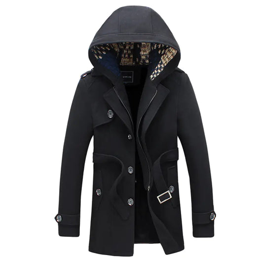 Hooded Men's Short Trench Coat