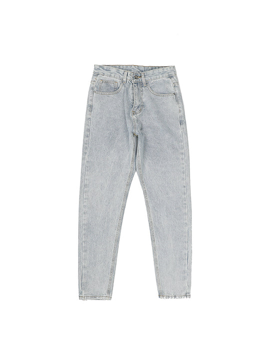 Washed Distressed Straight-Leg Fit Jeans