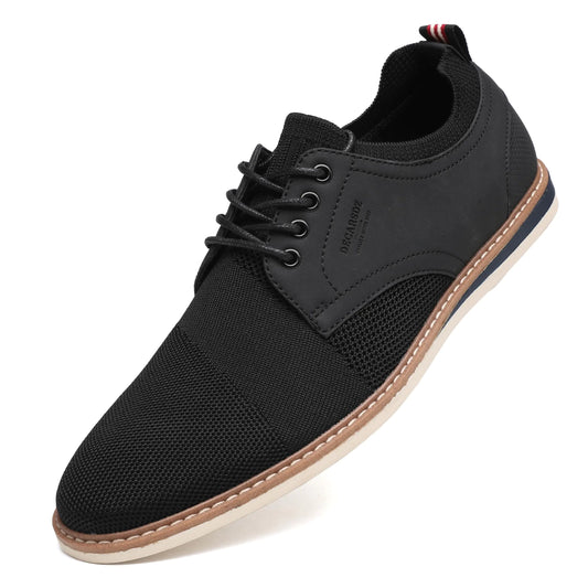 DECARSDZ Mens Casual Breathable Mesh Dress Oxfords Comfortable Fashion Derby Sneakers Walking Shoes Black