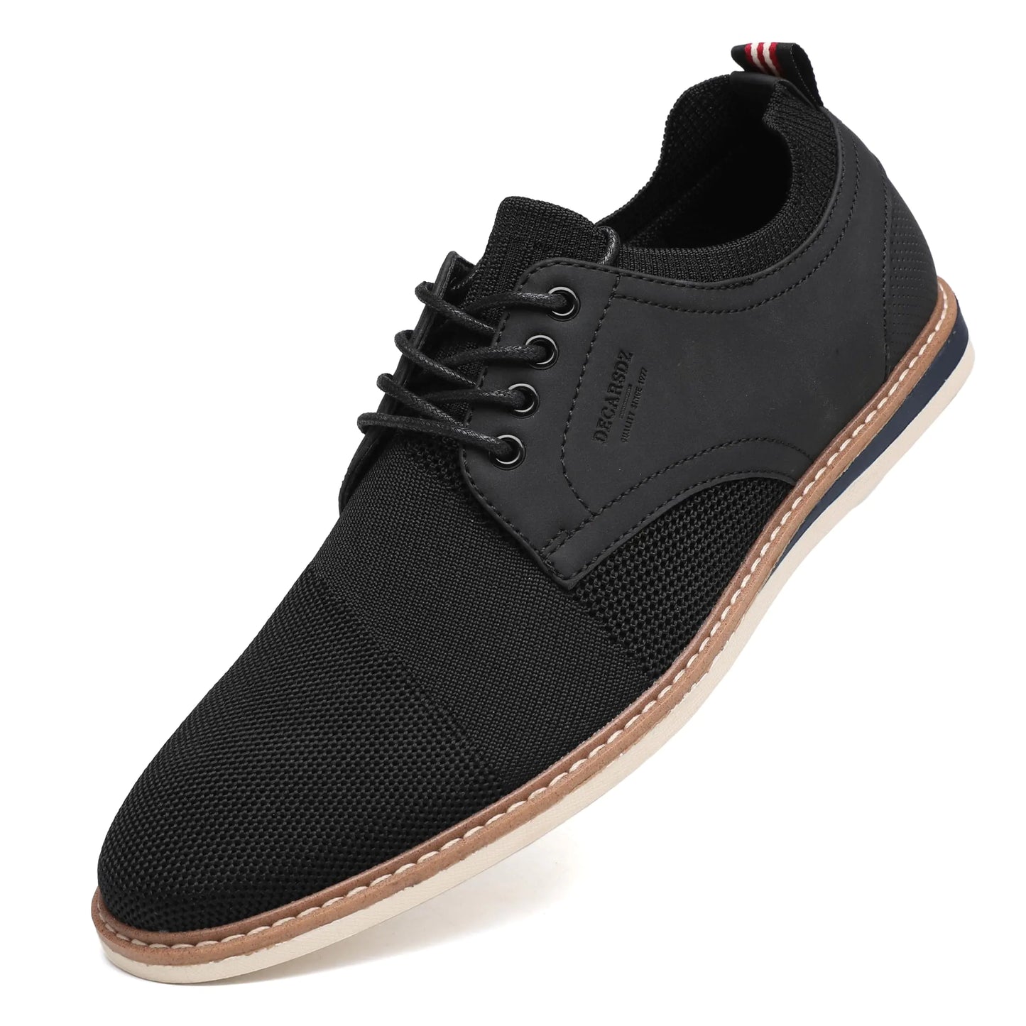 DECARSDZ Mens Casual Breathable Mesh Dress Oxfords Comfortable Fashion Derby Sneakers Walking Shoes Black