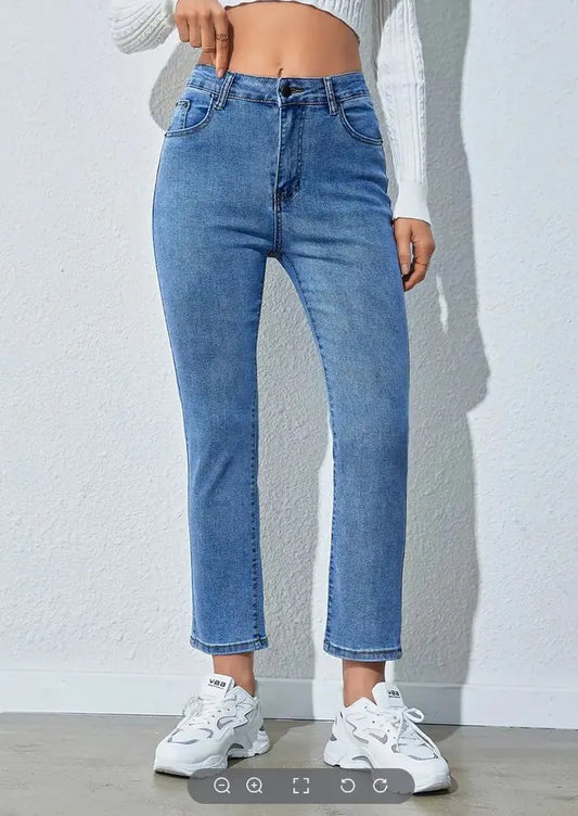 High Rise Stretchy Cropped Skinny Jeans for Women