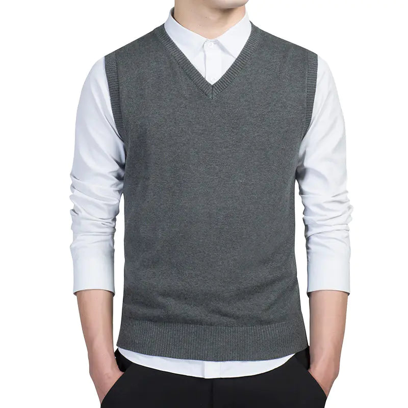 Men's Sleeveless V-Neck Knit Sweater Vest