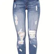 High Rise Ripped Cropped Skinny Jeans for Women
