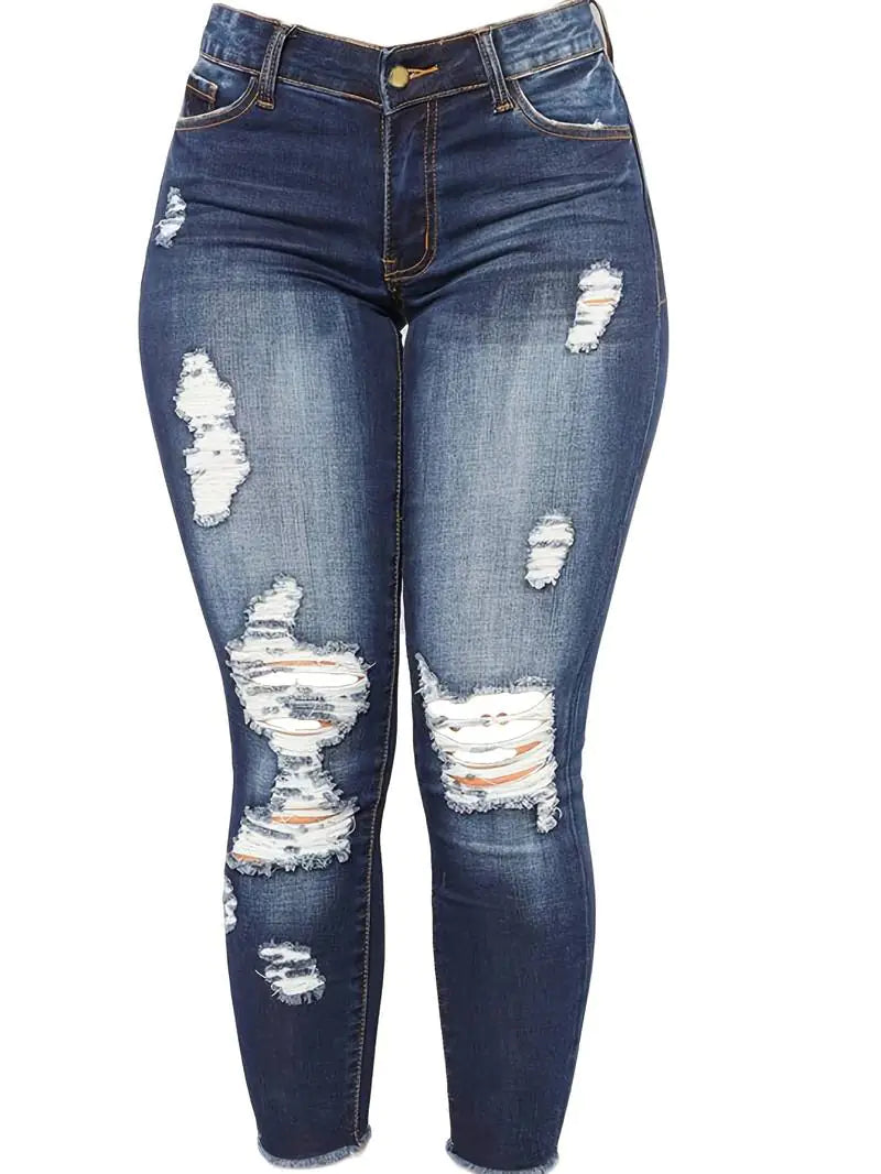 High Rise Ripped Cropped Skinny Jeans for Women
